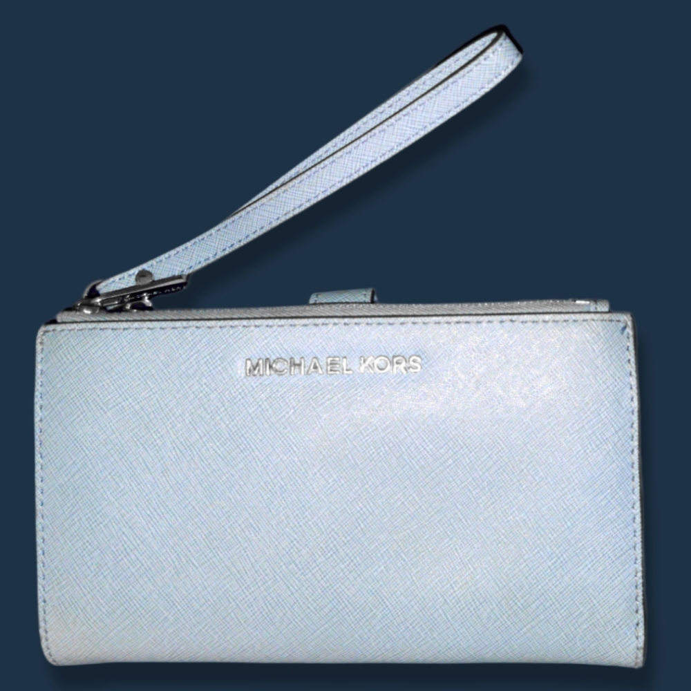 Michael Kors Women's Jet Set Travel Double Zip Wristlet Wallet Saffiano Leather